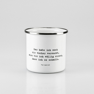 Emaille Tasse PIPPILOTTA - Retro Tasse mit Spruch